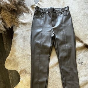 FAUX LEATHER TAUPE PANTS